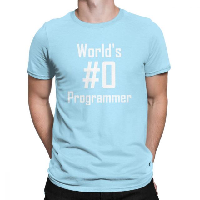 World's #0 Programmer Tshirt for Men Code Coding Programming Coder Hack Linux Funny Pure Cotton Tshirt Oversized