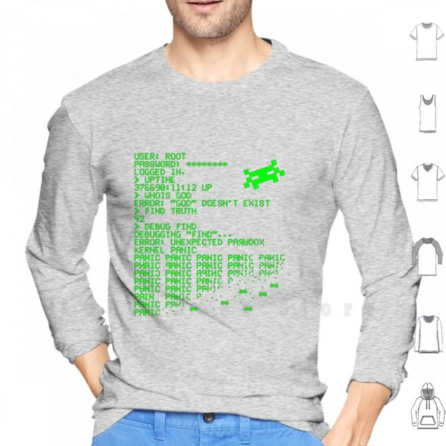 Kernel Panic! - Green hoodies Hack Hacking Hacker Linux Unix Retro