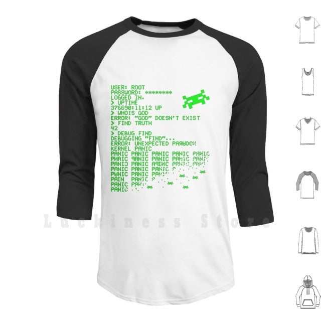 Kernel Panic! - Green hoodies Hack Hacking Hacker Linux Unix Retro