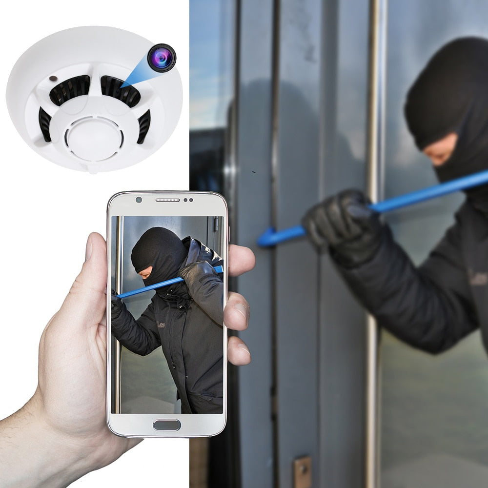 HD 1080P Mini Camera Wireless Wifi Camera Action Video Recorder Micro Cam Simulation Smoke Alarm Design Support Hidden TF Card