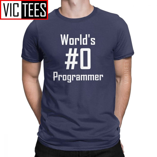 World's #0 Programmer Tshirt for Men Code Coding Programming Coder Hack Linux Funny Pure Cotton Tshirt Oversized