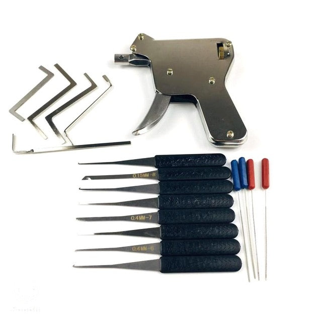 New Locksmith Tools,Lock Gun with Transparent Practice Locks Broken Key Extractor Pick Tool ,Great Lock Pick Practice Set