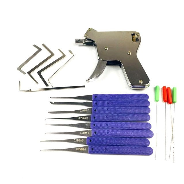 New Locksmith Tools,Lock Gun with Transparent Practice Locks Broken Key Extractor Pick Tool ,Great Lock Pick Practice Set