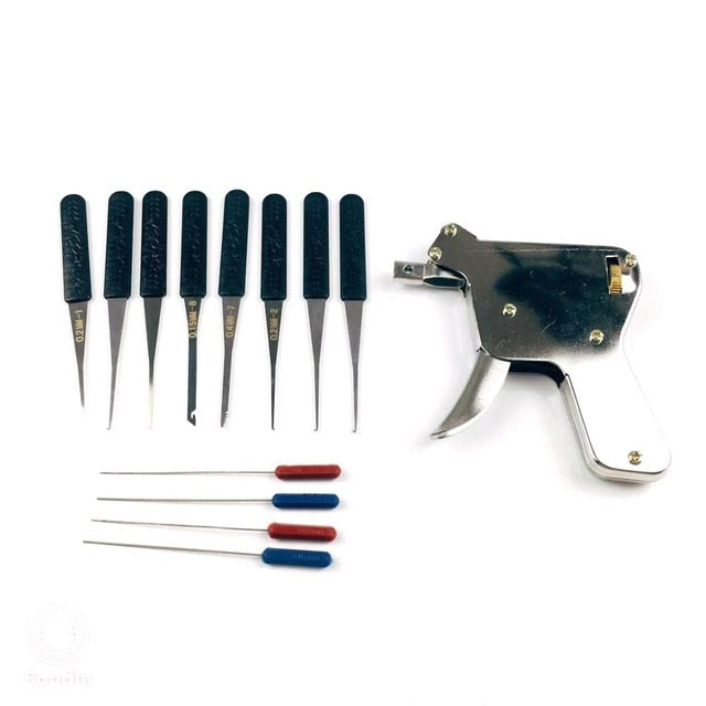 New Locksmith Tools,Lock Gun with Transparent Practice Locks Broken Key Extractor Pick Tool ,Great Lock Pick Practice Set