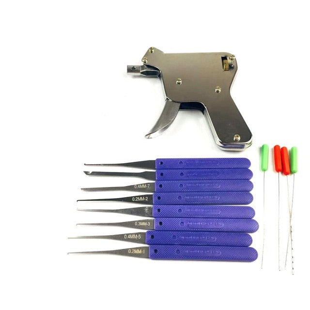 New Locksmith Tools,Lock Gun with Transparent Practice Locks Broken Key Extractor Pick Tool ,Great Lock Pick Practice Set