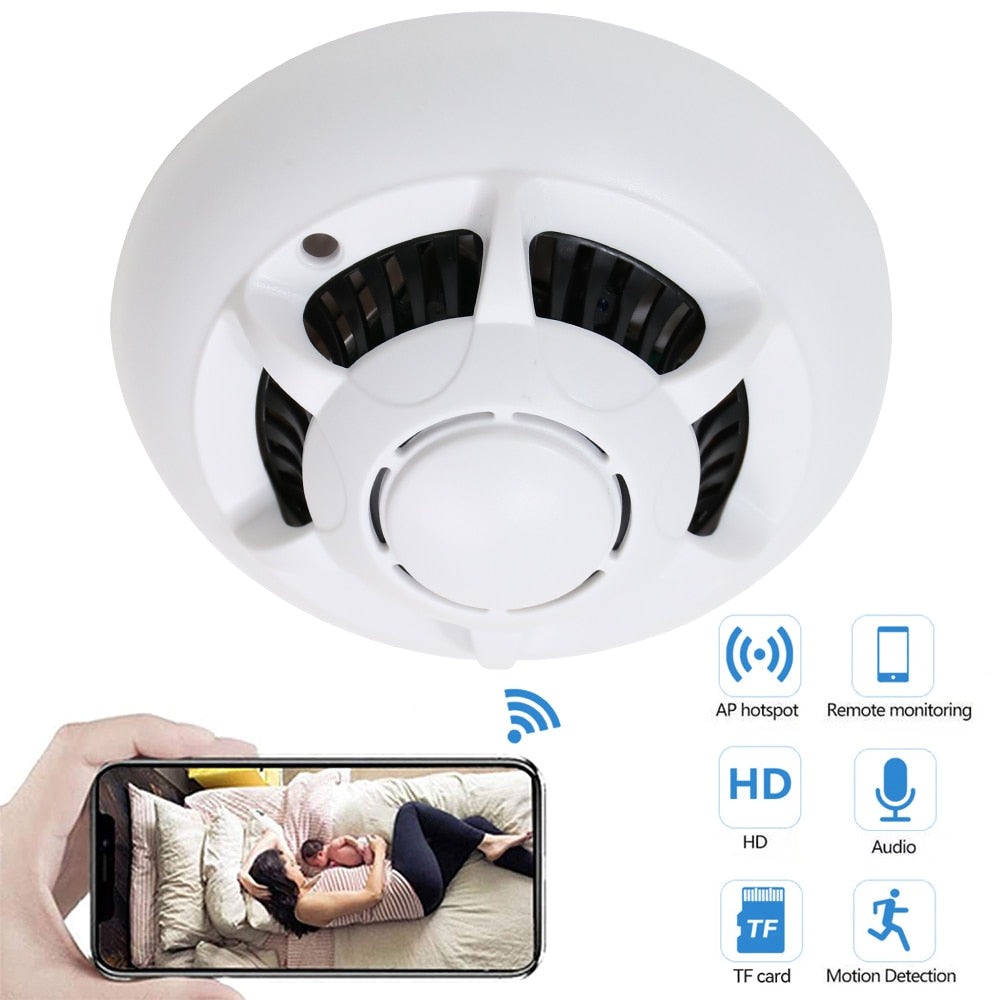 HD 1080P Mini Camera Wireless Wifi Camera Action Video Recorder Micro Cam Simulation Smoke Alarm Design Support Hidden TF Card