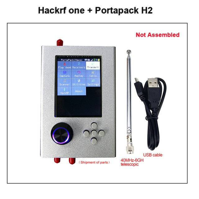 New Mayhem Portapack H2 Hackrf One SDR Software Defined Radio 1MHz-6GHz Optional Metal Case Antennas kits DIY Fast Assemble